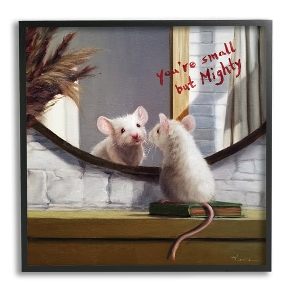 Stupell Industries Small but Mighty Sentiments Adorable Mouse in Mirror, 24 x 24, Designed by Lucia Heffernan