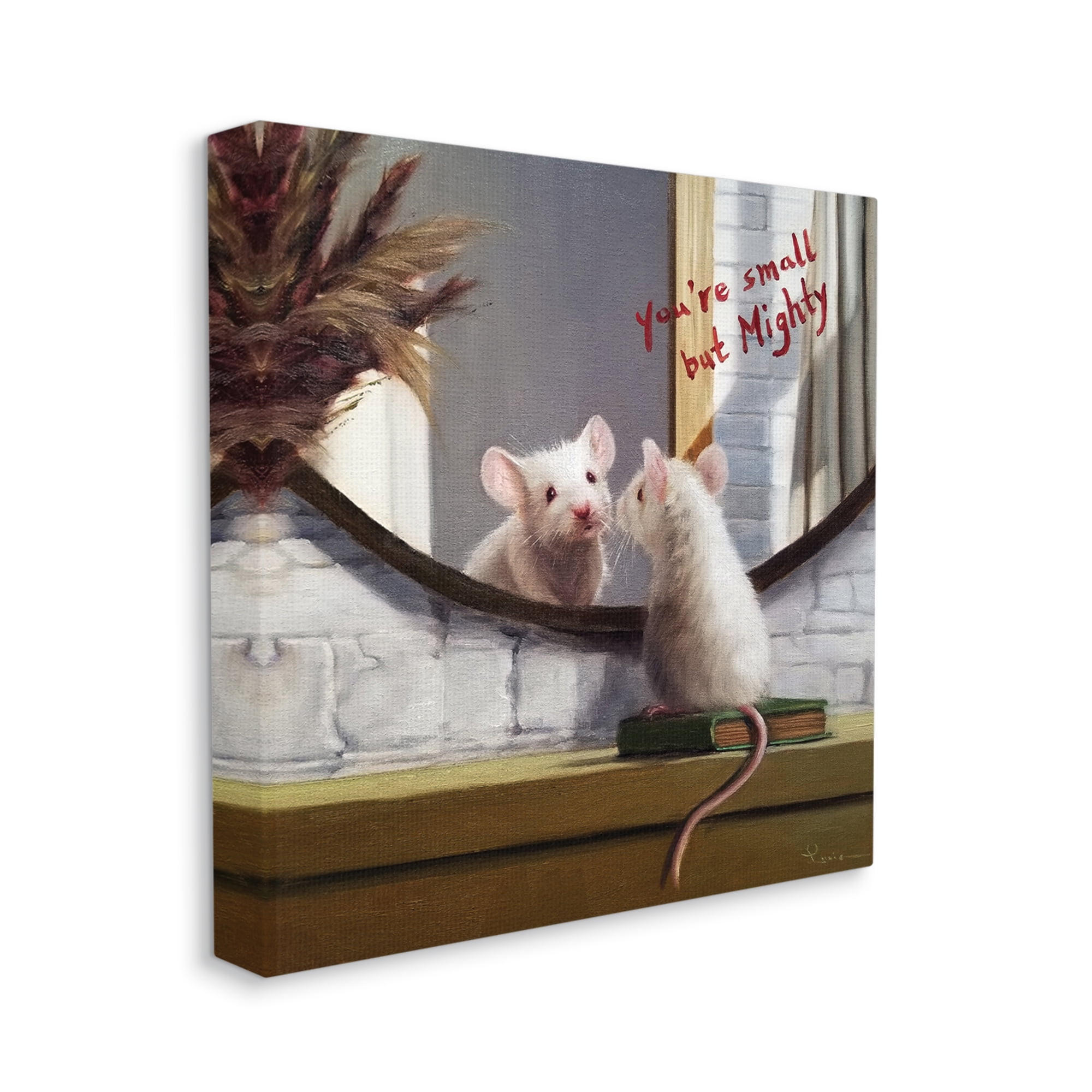 Stupell Industries Small but Mighty Sentiments Adorable Mouse in Mirror, 36 x 36, Designed by Lucia Heffernan