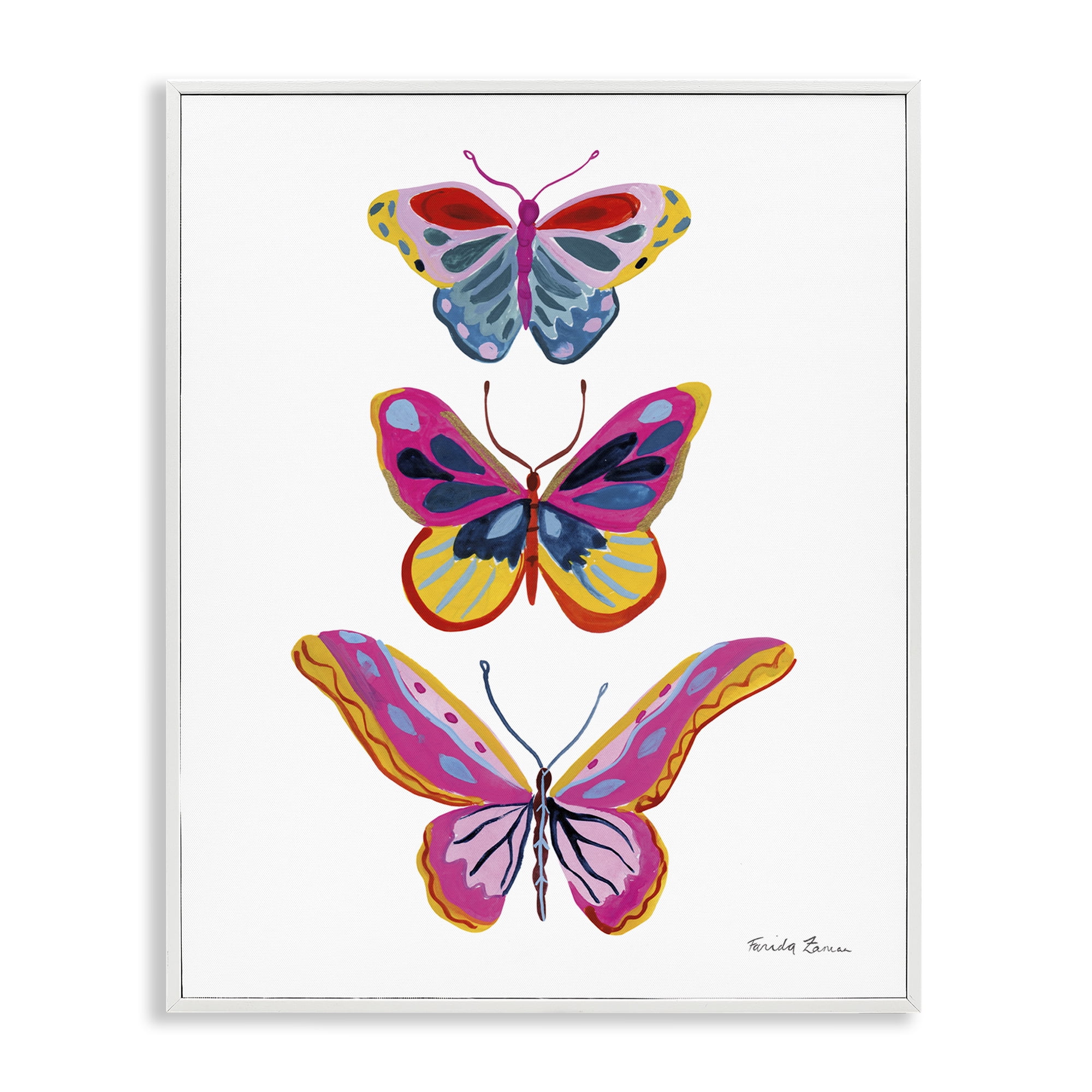 Stupell Industries Small to Large Butterflies Insects Painting White Framed Art Print Wall Art, 16 x 20