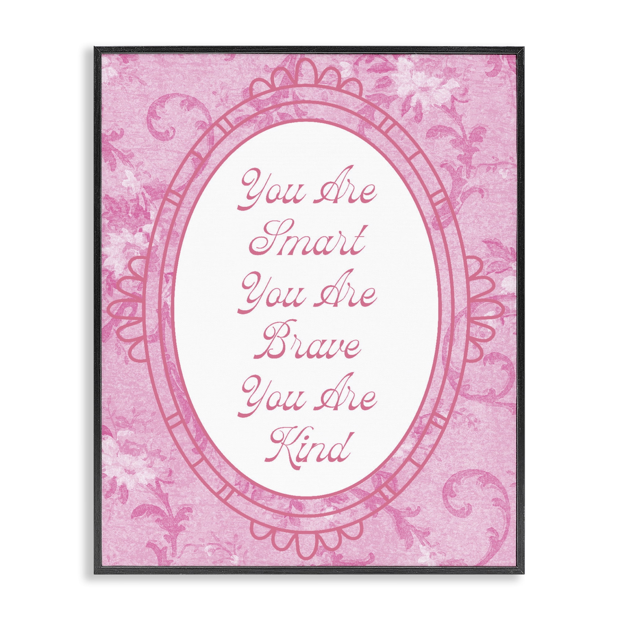 Stupell Industries Smart Brave & Kind Ornate Pink Black Framed Giclee Art, design by Lil' Rue