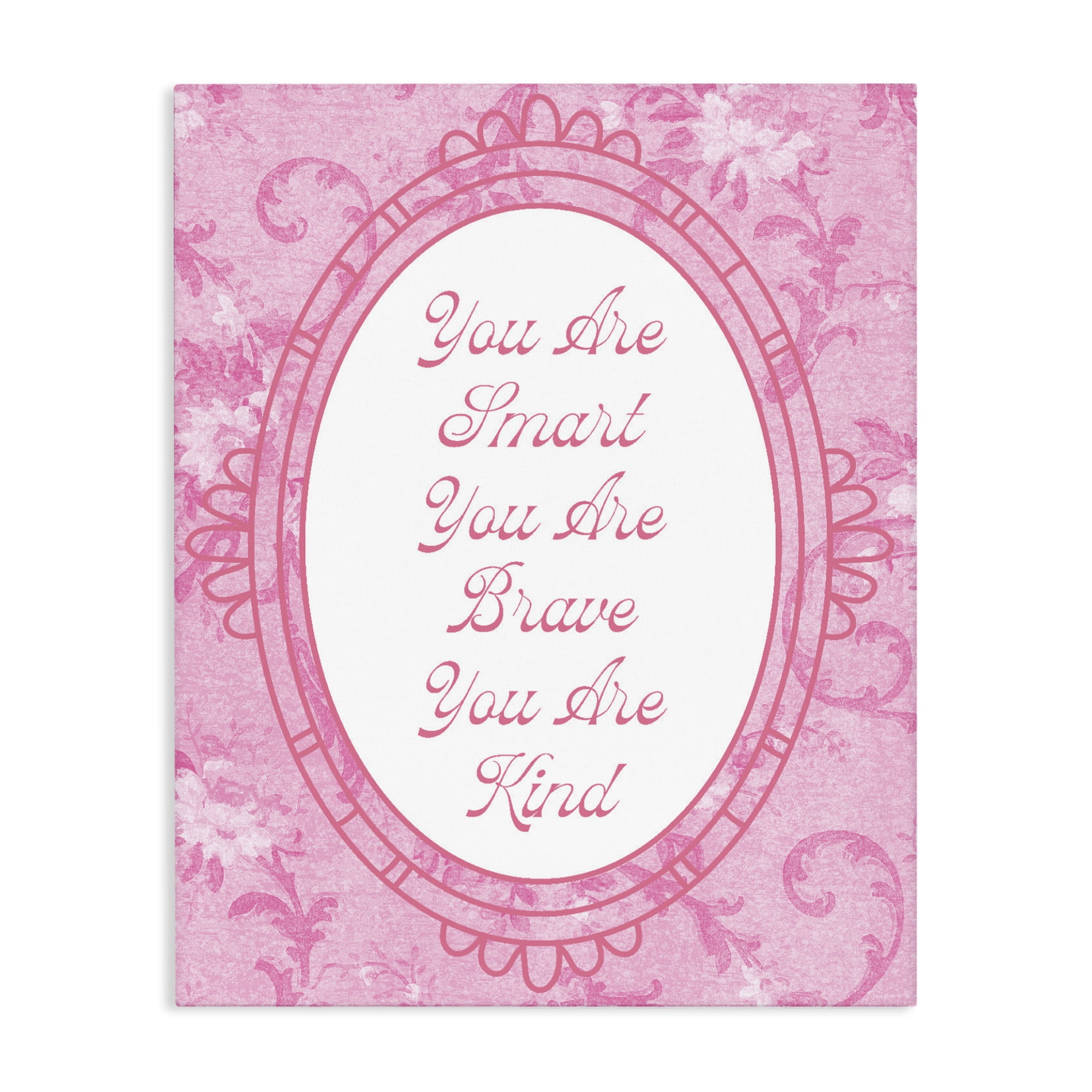 Stupell Industries Smart Brave & Kind Ornate Pink Canvas Wall Art, design by Lil' Rue