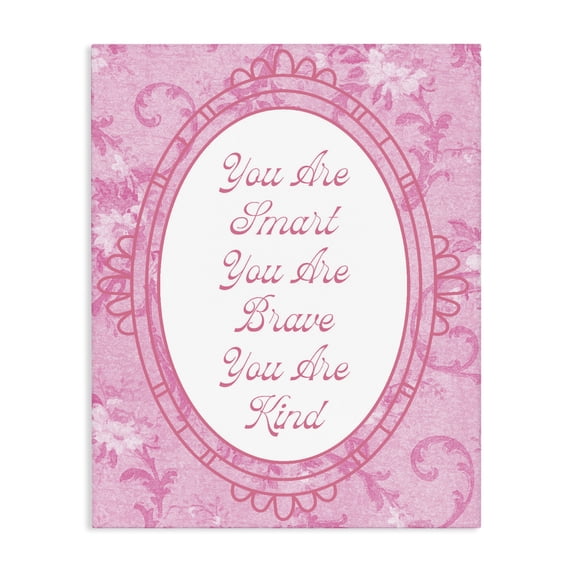 Stupell Industries Shabby Chic Smart Brave & Kind Ornate Pink Canvas Art, 16 x 20, by Lil' Rue