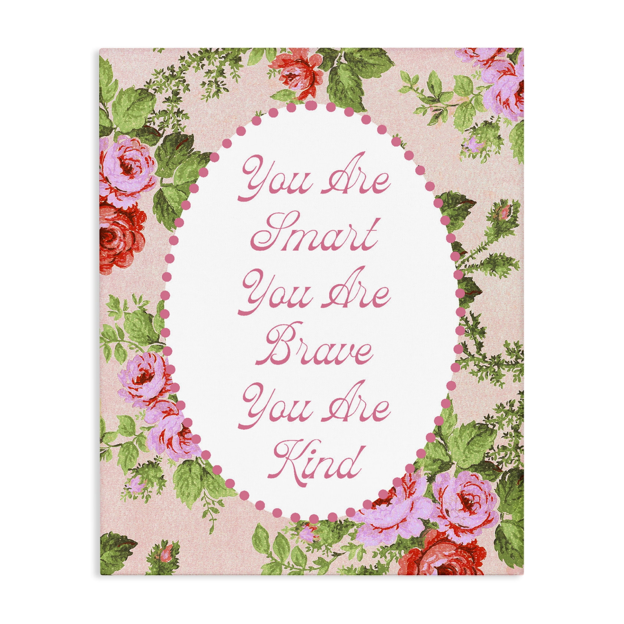 Stupell Industries Smart Brave & Kind with Vintage Florals Canvas Wall Art, design by Lil' Rue