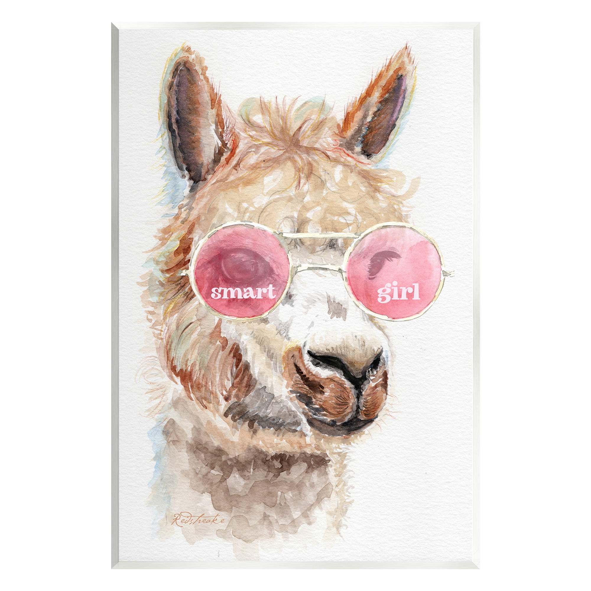 Stupell Industries Smart Girl Llama Animals & Insects Painting Unframed Art Print Wall Art, 10 x 15