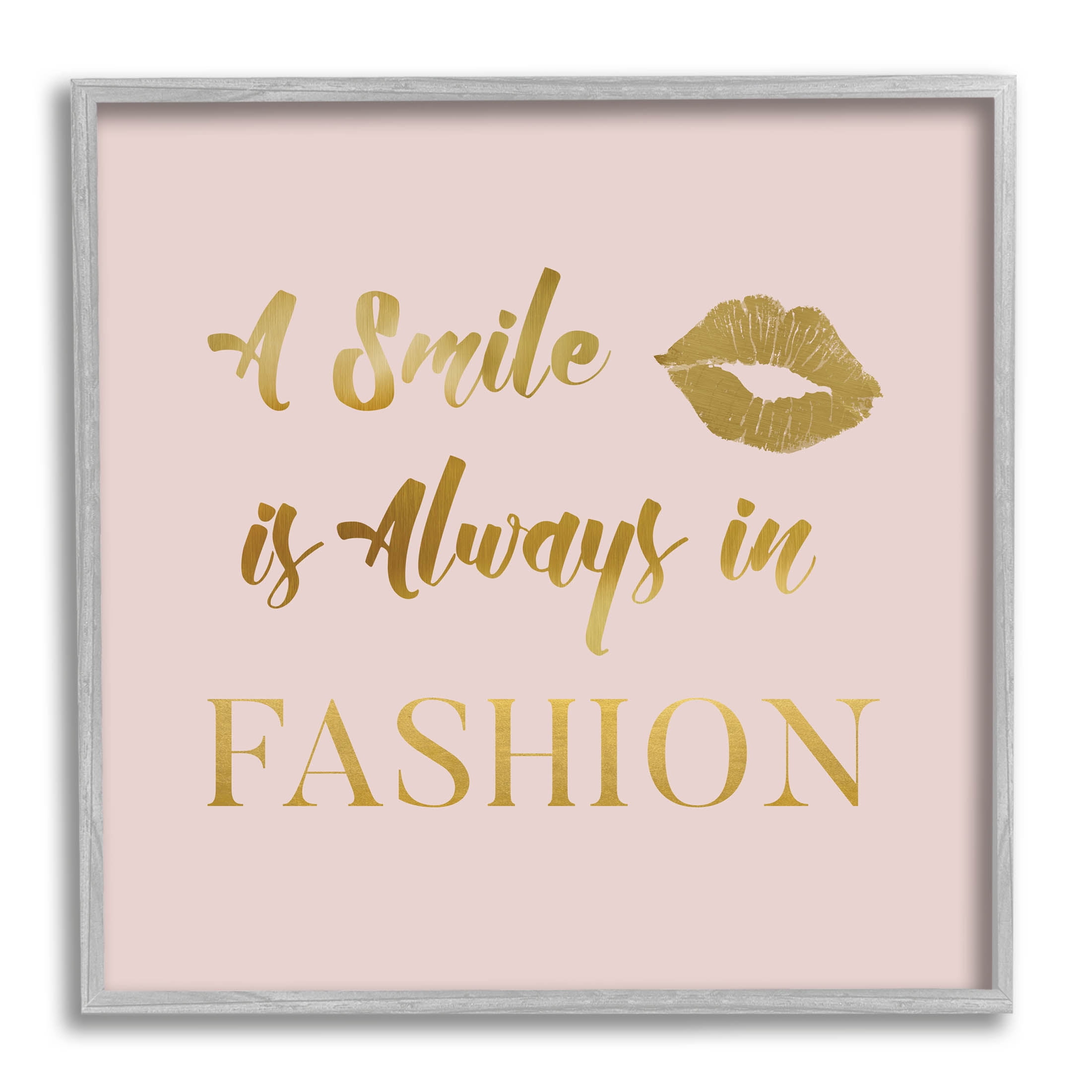 Stupell Industries Smile Always In Fashion Glam Graphic Art Gray Framed Art Print Wall Art, Design by Carol Robinson