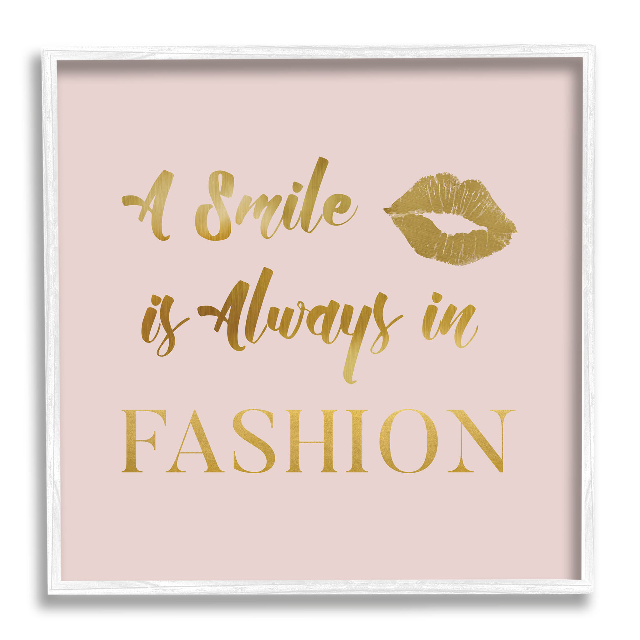 Stupell Industries Smile Always In Fashion Glam Graphic Art White Framed Art Print Wall Art, Design by Carol Robinson