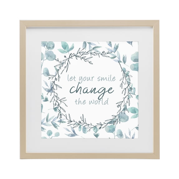 Stupell Industries Farmhouse Smile Change The World Birch Framed Print Under Glass, 13 x 13, by Kim Allen