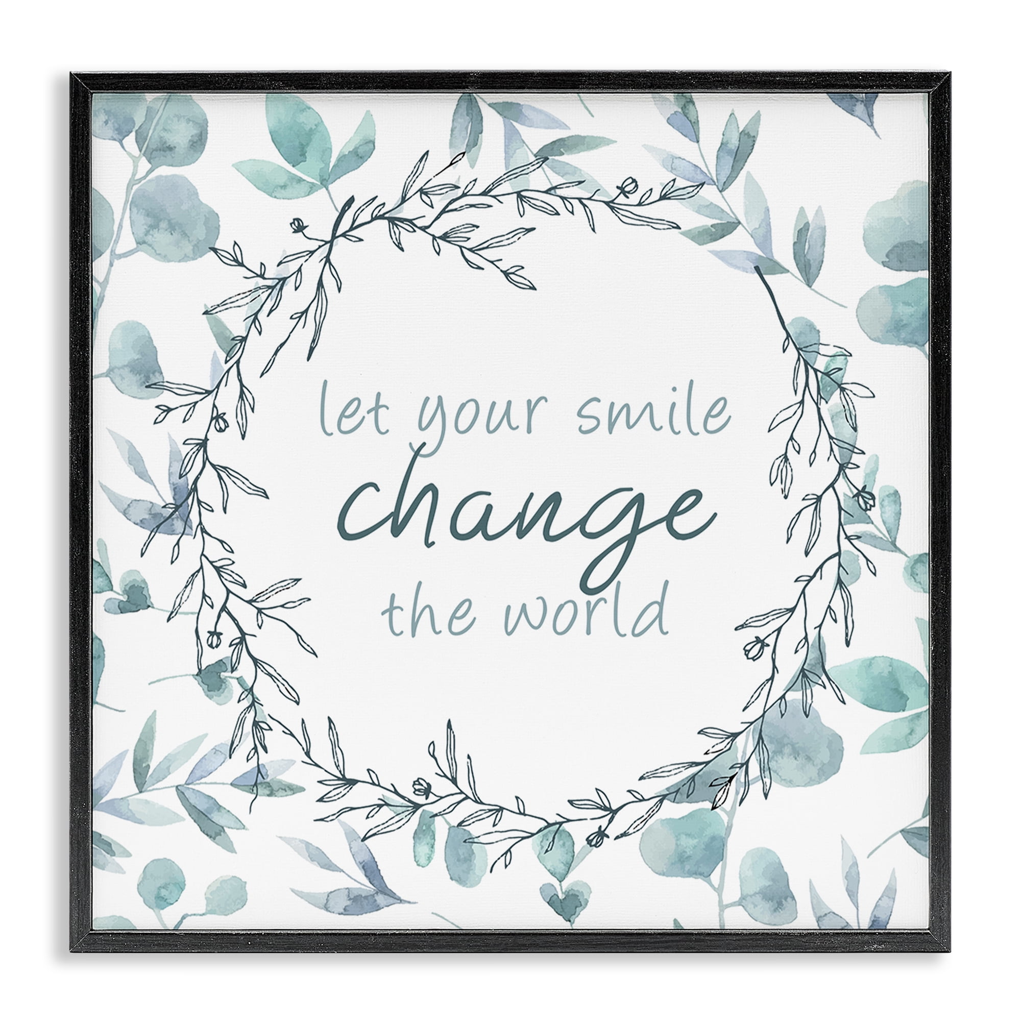 Stupell Industries Smile Change The World Black Framed Giclee Art, design by Kim Allen