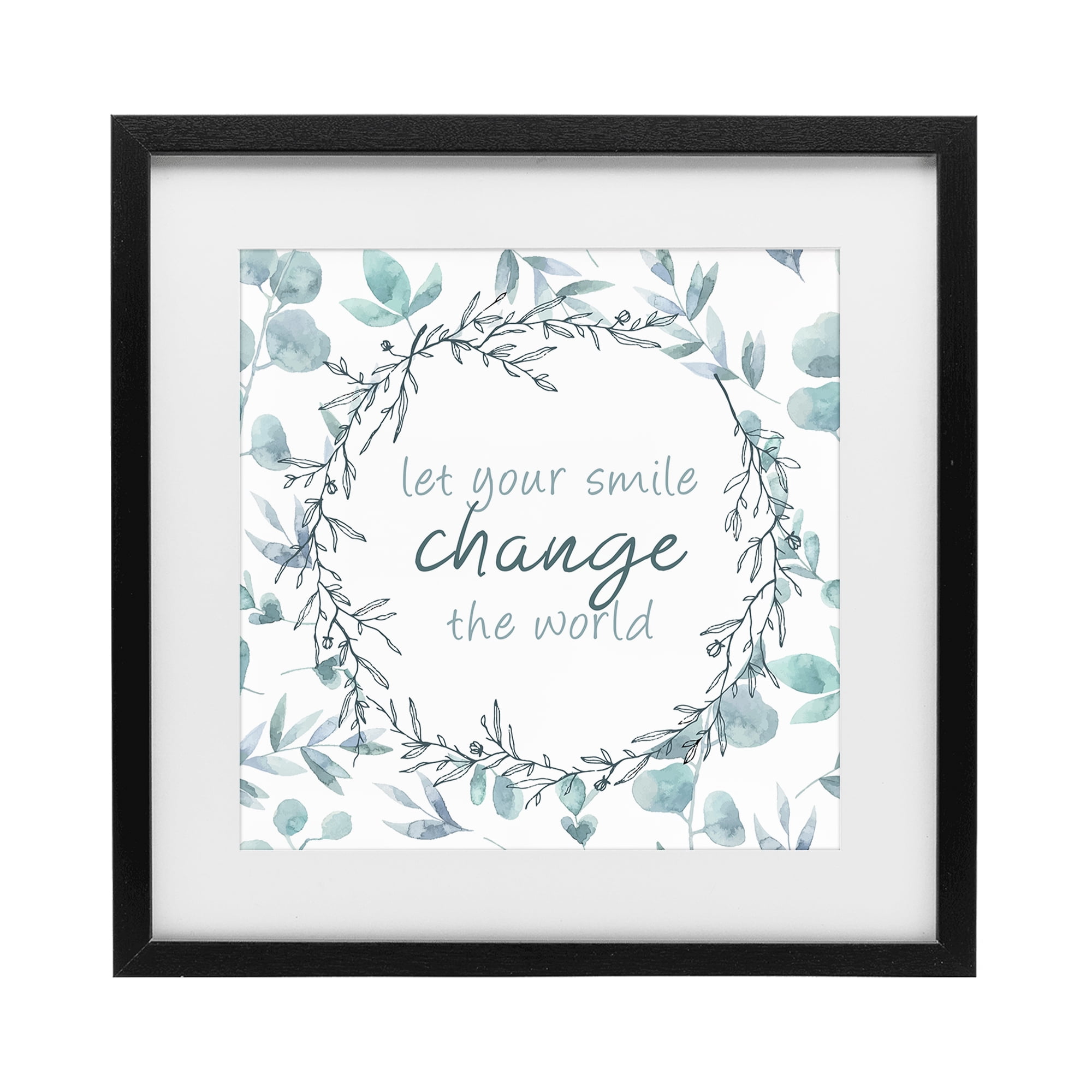Stupell Industries Smile Change The World Black Framed Print Under Glass, design by Kim Allen