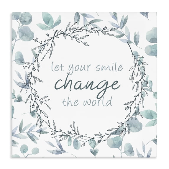 Stupell Industries Farmhouse Smile Change The World Canvas Art, 17 x 17, by Kim Allen