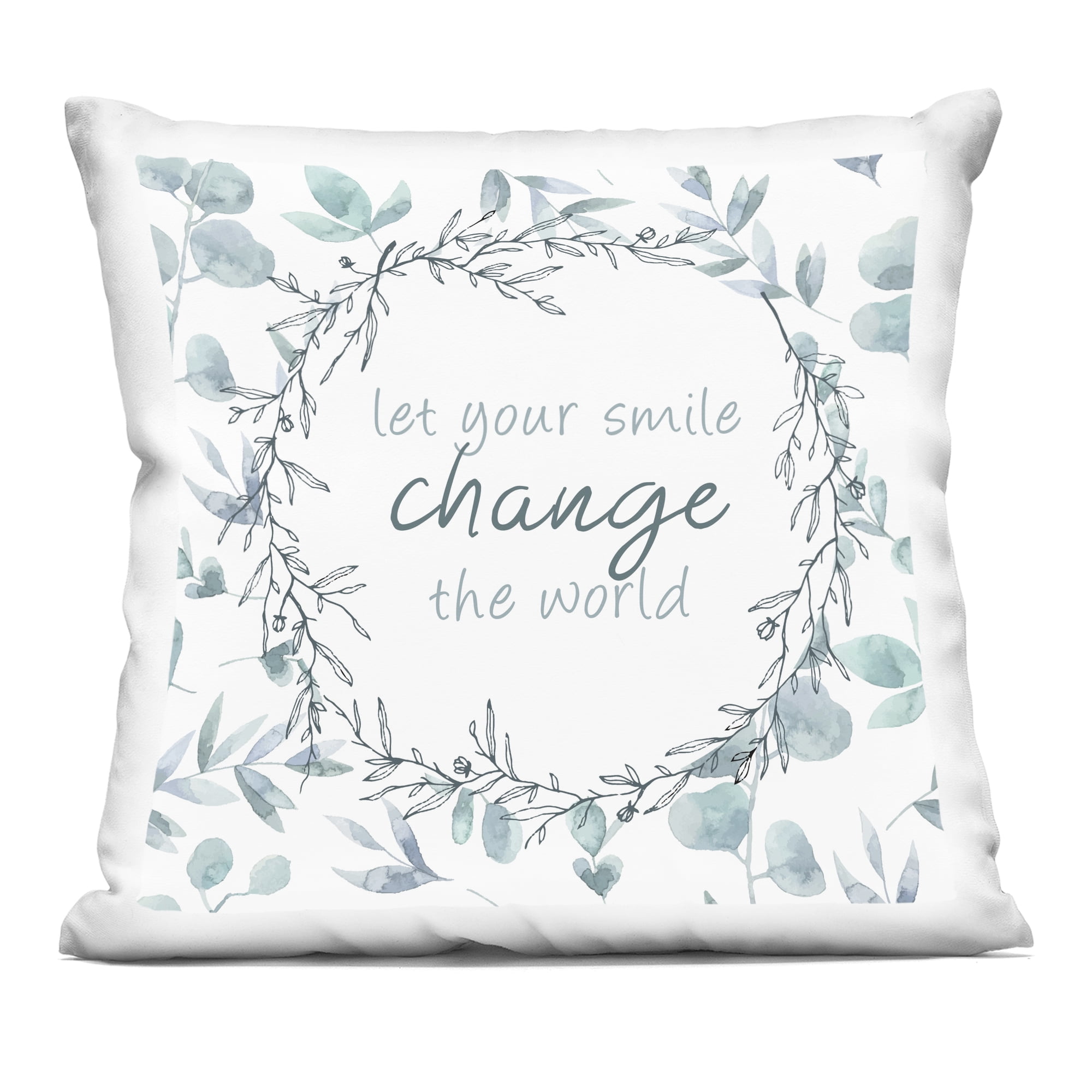 Stupell Industries Smile Change The World Decorative Printed Throw Pillow, design by Kim Allen, 18 x 7 x 18