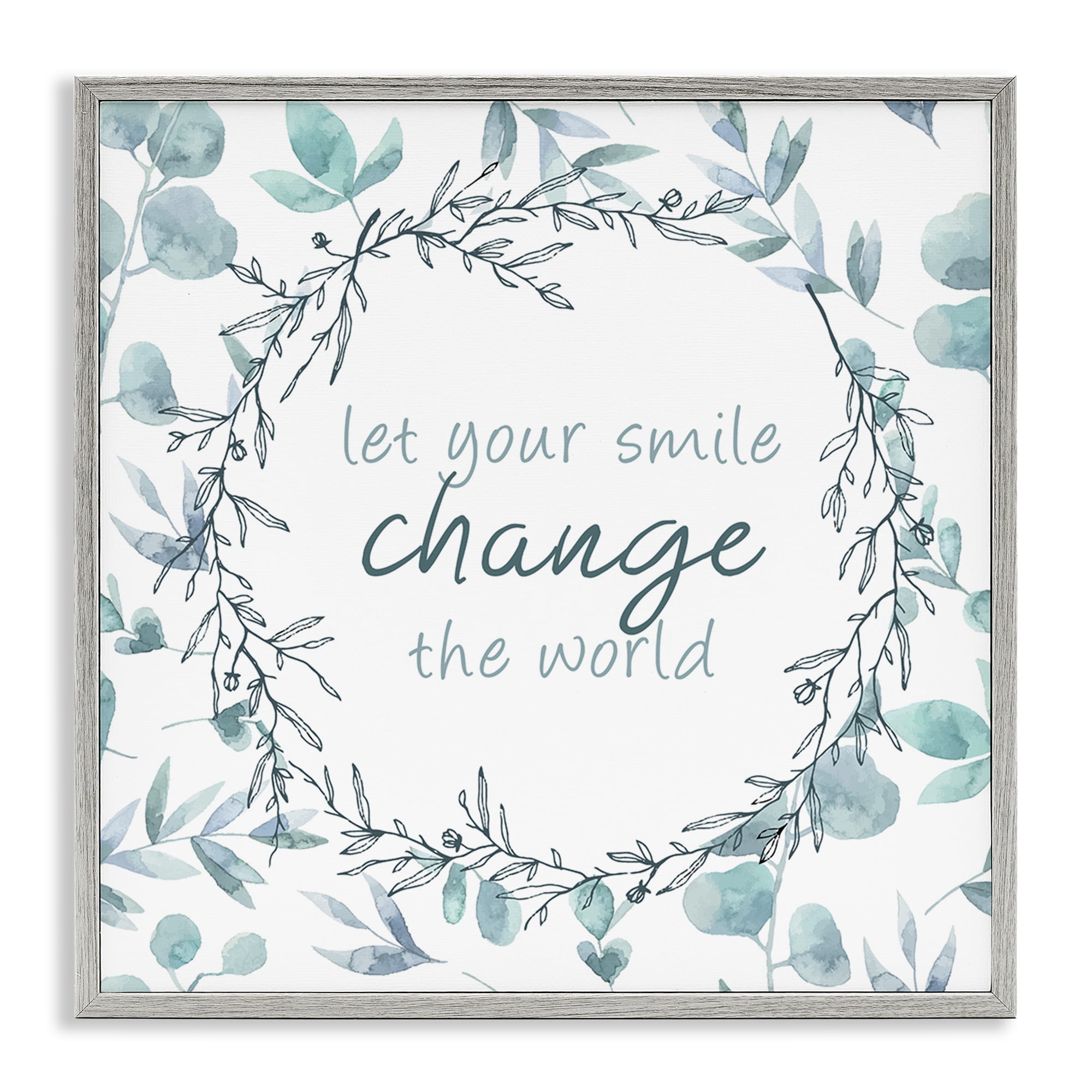 Stupell Industries Smile Change The World Gray Framed Giclee Art, design by Kim Allen