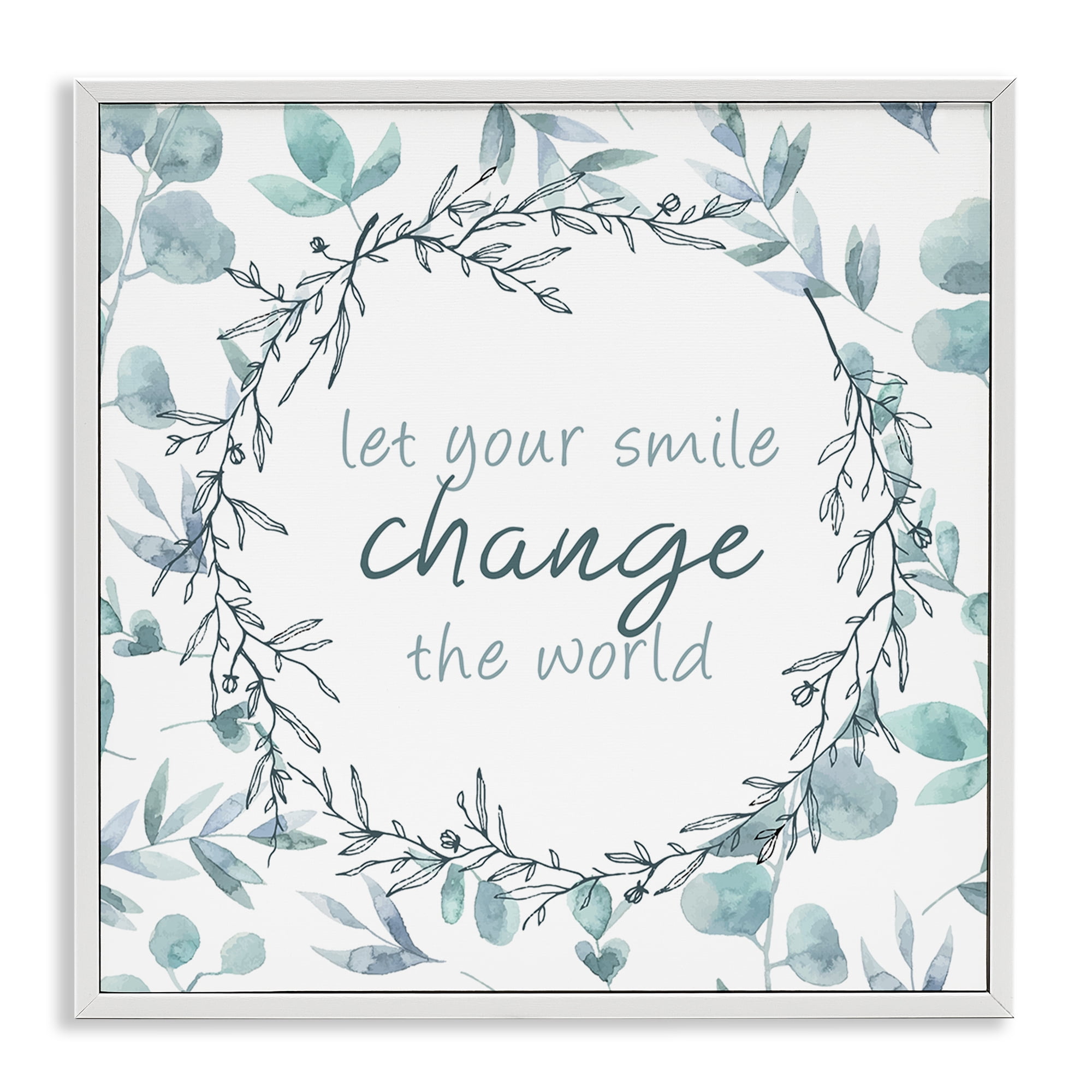 Stupell Industries Smile Change The World White Framed Giclee Art, design by Kim Allen
