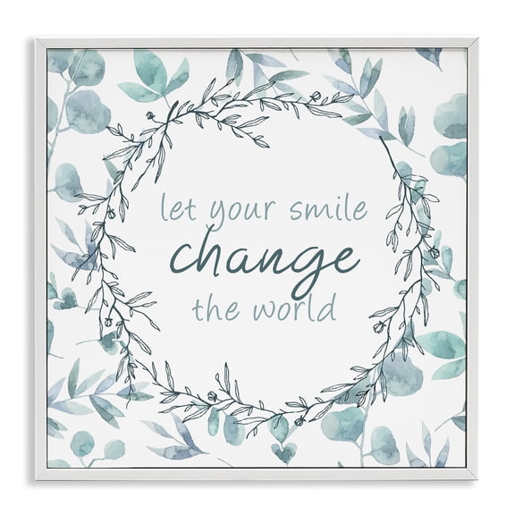 Stupell Industries Smile Change The World White Framed Giclee Art, design by Kim Allen