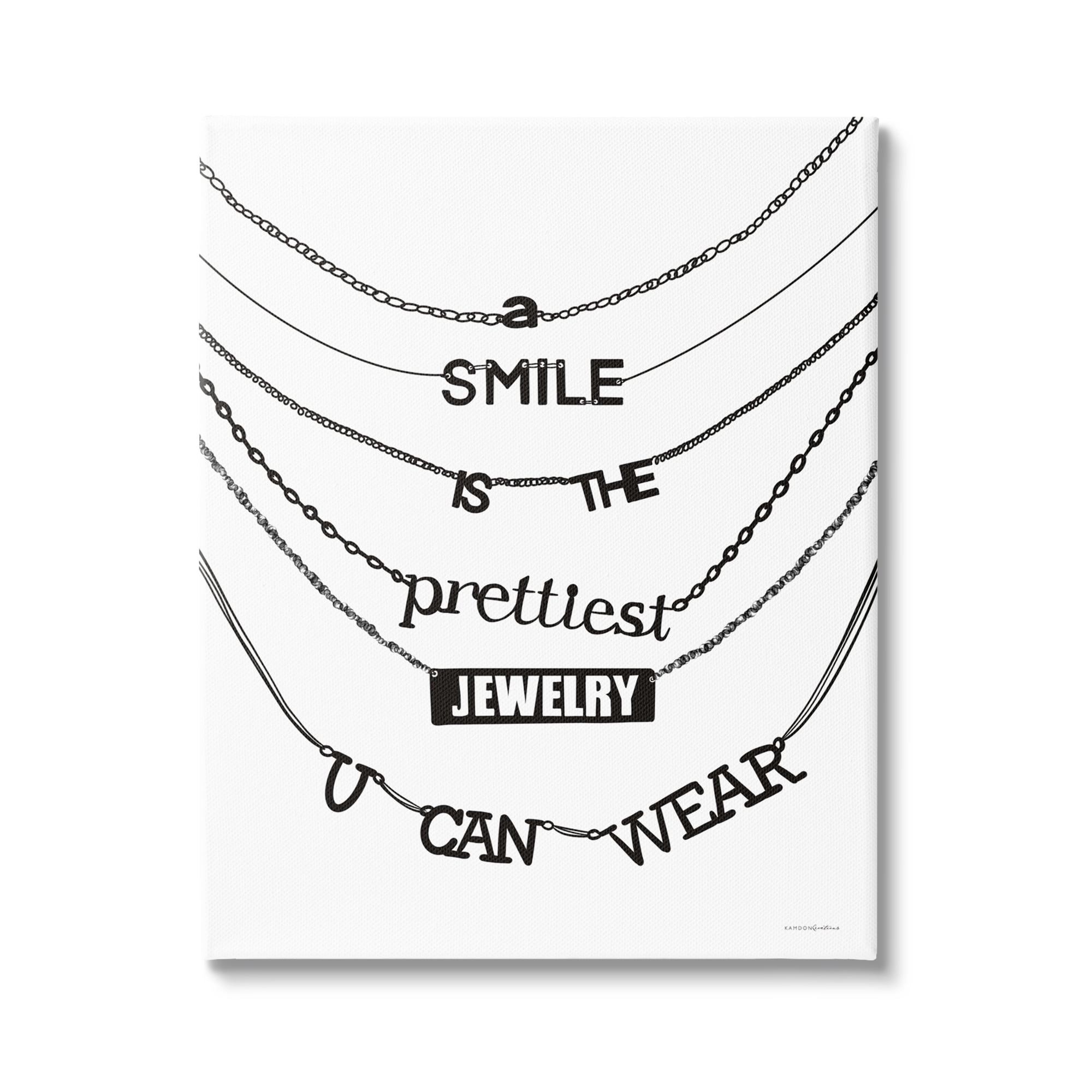 Stupell Industries Smile Glam Quote Chic Necklace Varied Text Design Graphic Art Gallery Wrapped Canvas Print Wall Art, Design by Kamdon Kreations