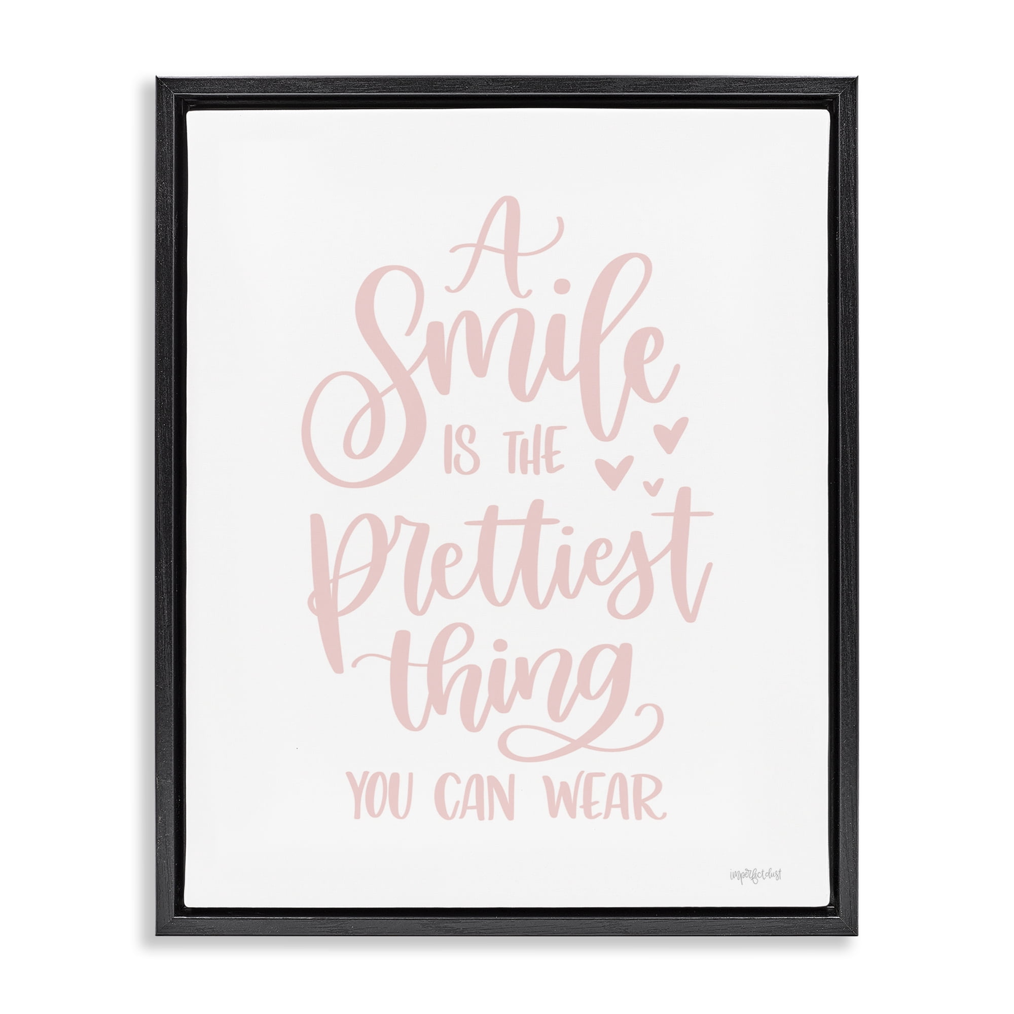 Stupell Industries Smile is Prettiest Thing Typography Painting Black Floater Framed Art Print Wall Art, 25 x 31