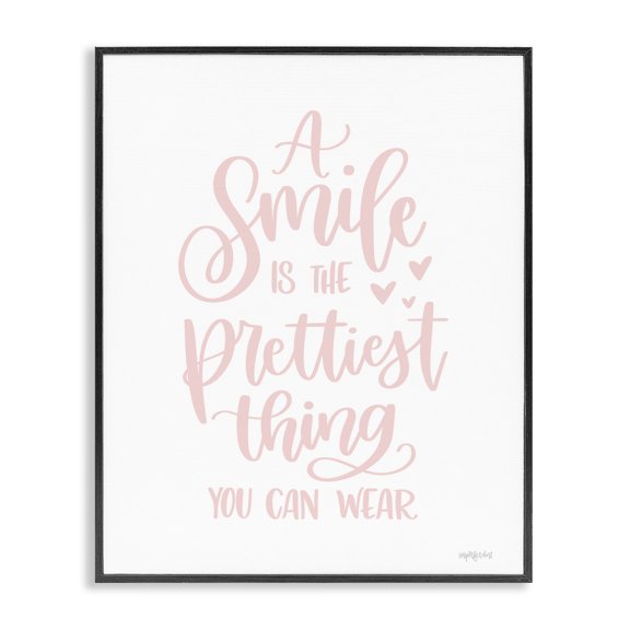 Stupell Industries Smile is Prettiest Thing Typography Painting Black Framed Art Print Wall Art, 16 x 20