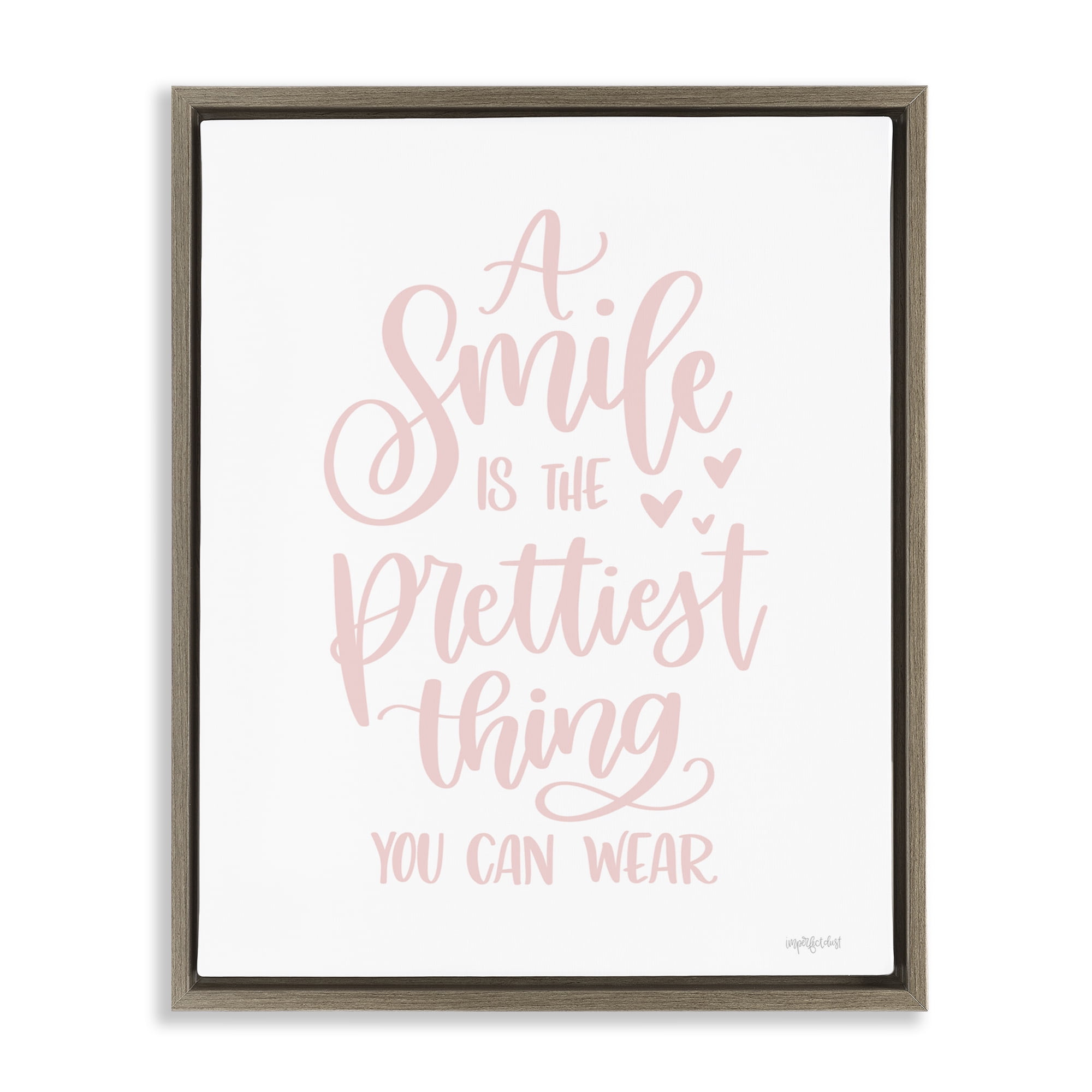 Stupell Industries Smile is Prettiest Thing Typography Painting Brown Floater Framed Art Print Wall Art, 25 x 31