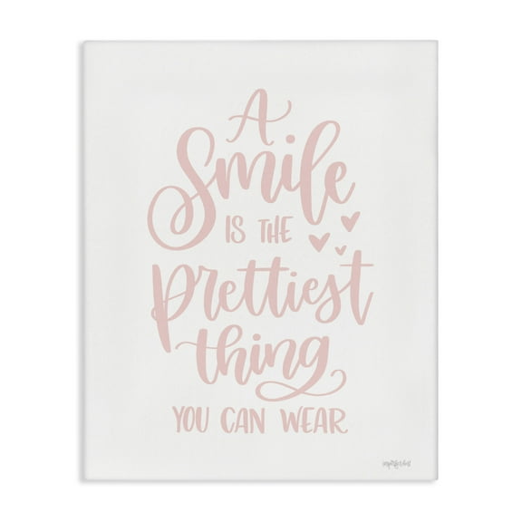 Stupell Industries Smile is Prettiest Thing Typography Painting Gallery Wrapped Canvas Art Print Wall Art, 16 x 20