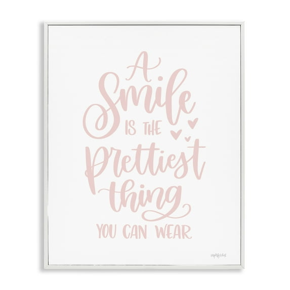 Stupell Industries Smile is Prettiest Thing Typography Painting White Framed Art Print Wall Art, 24 x 30