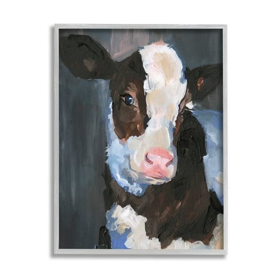 Stupell Industries Smiley Posing Cow Farm Cattle Animal Painting,24 x 30, Design by Jennifer Paxton Parker