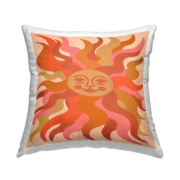 Stupell Industries Smiling Abstract Sun Rays Decorative Printed Throw Pillow Design by Carrie Cantwell