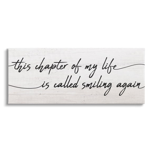 Stupell Industries Smiling Again Motivational Healing Calligraphy Rustic Detail Canvas Wall Art, 40 x 17, Design by Daphne Polselli
