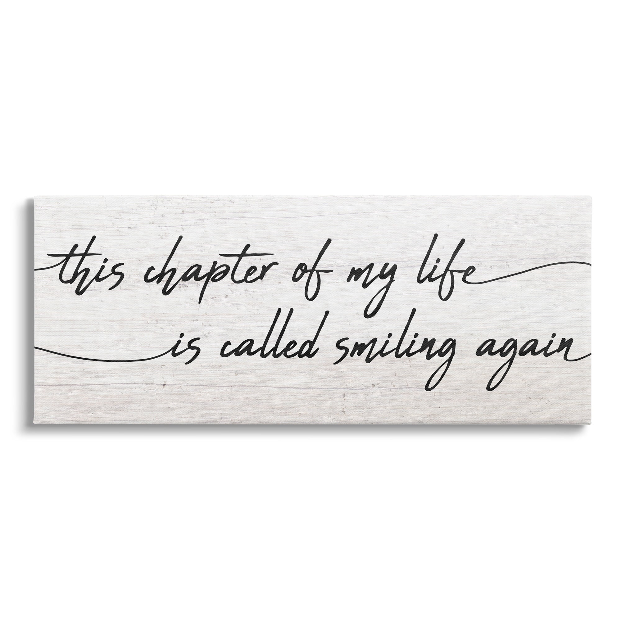 Stupell Industries Smiling Again Motivational Healing Calligraphy Rustic Detail Canvas Wall Art, 48 x 20, Design by Daphne Polselli