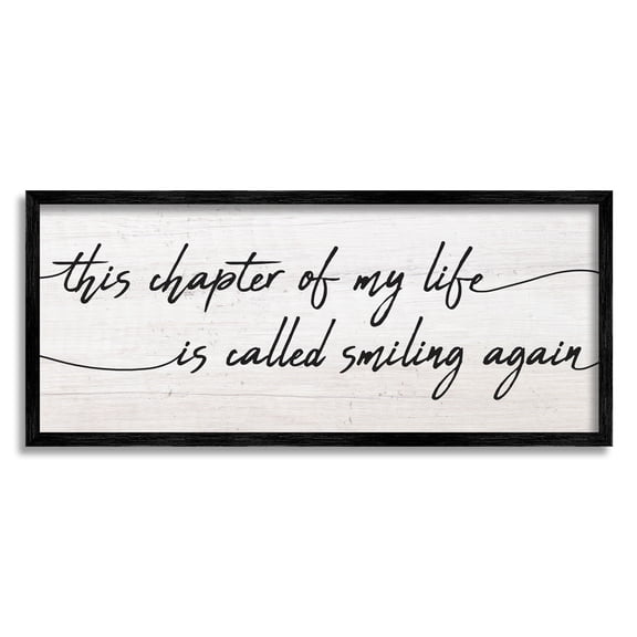 Stupell Industries Smiling Again Motivational Healing Calligraphy Rustic Detail Framed Wall Art, 24 x 10, Design by Daphne Polselli