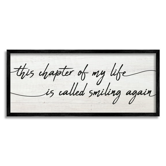 Stupell Industries Smiling Again Motivational Healing Calligraphy Rustic Detail Framed Wall Art, 30 x 13, Design by Daphne Polselli