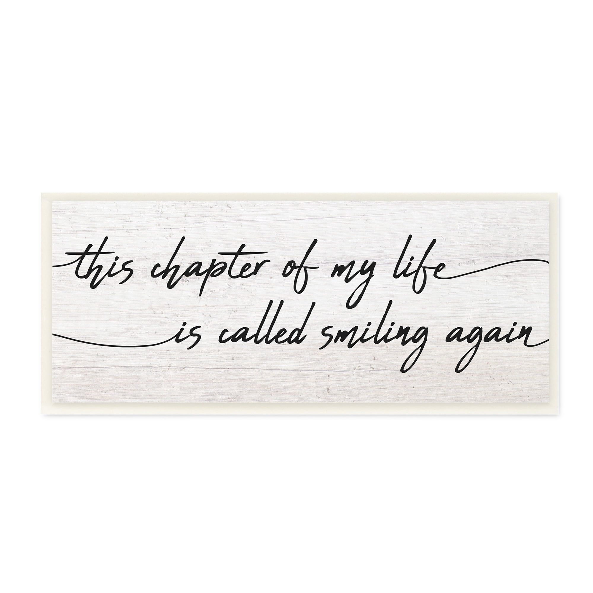 Stupell Industries Smiling Again Motivational Healing Calligraphy Rustic Detail Wood Wall Art, 17 x 7, Design by Daphne Polselli
