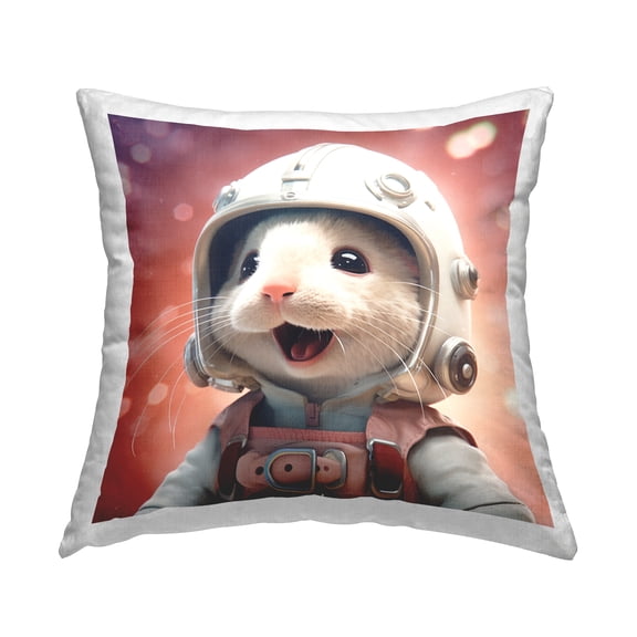 Stupell Industries Smiling Astronaut Mouse Decorative Printed Throw Pillow, 18 x 18