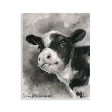 Stupell Industries Smiling Baby Calf Animals Drawing Unframed Art Print Wall Art, 11 x 14