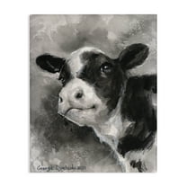 Stupell Industries Smiling Baby Calf Animals Drawing Wrapped Canvas Art Print Wall Art, 16 x 20