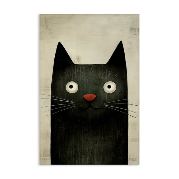 Stupell Industries Smiling Black Cat Animals & Insects Painting Gallery Wrapped Canvas Art Print Wall Art, 16 x 24