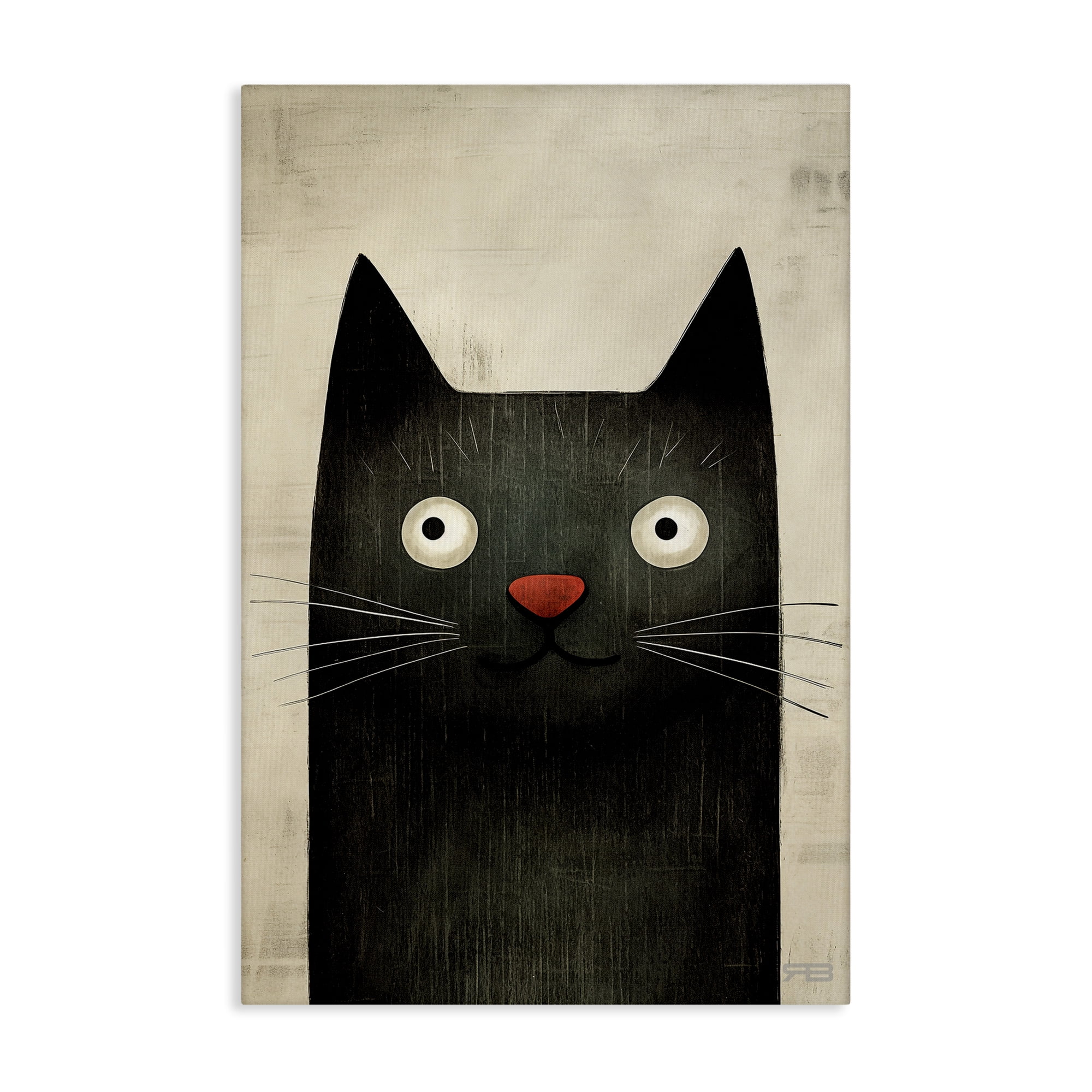 Stupell Industries Smiling Black Cat Animals & Insects Painting Gallery Wrapped Canvas Art Print Wall Art, 20 x 30
