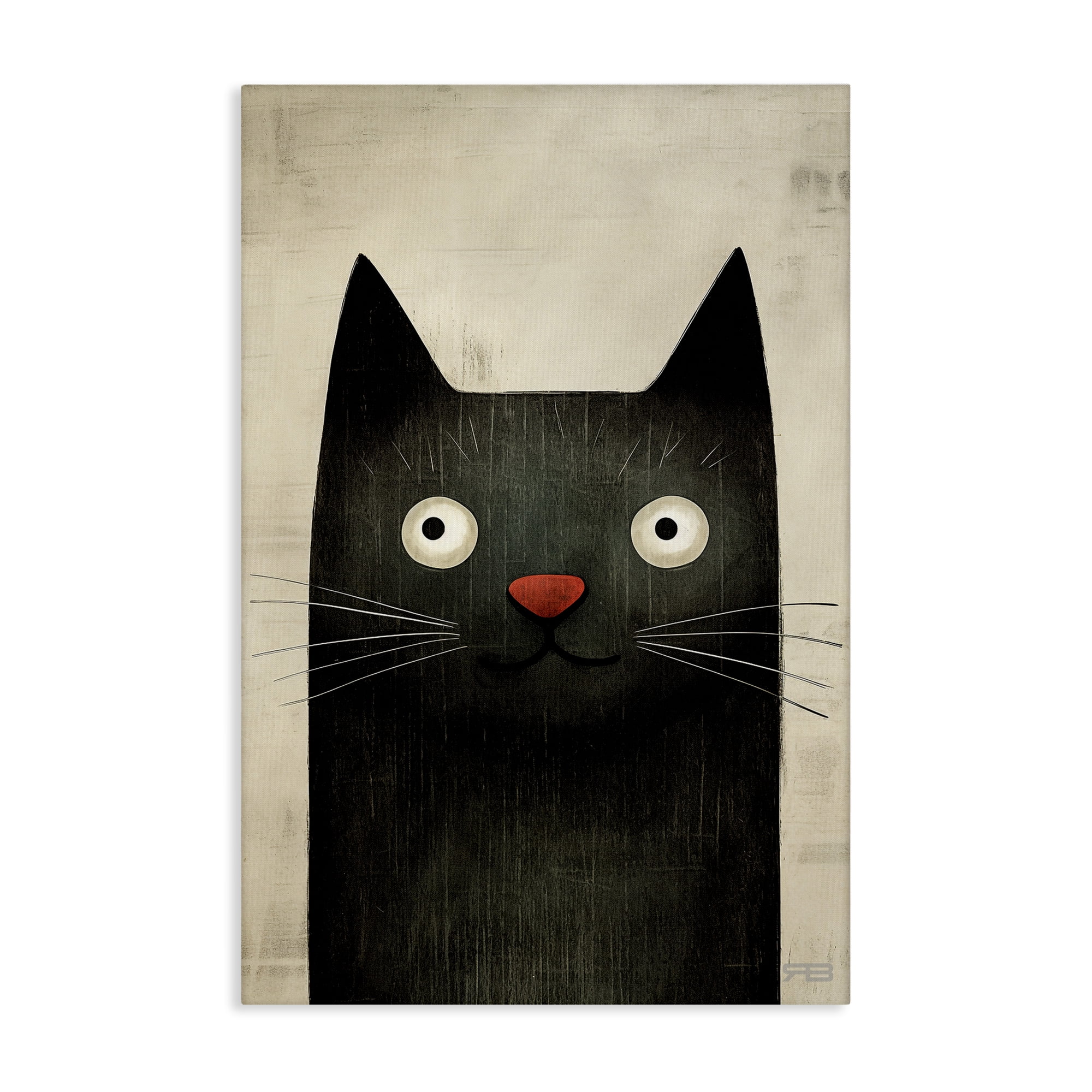Stupell Industries Smiling Black Cat Animals & Insects Painting Gallery Wrapped Canvas Art Print Wall Art, 24 x 36