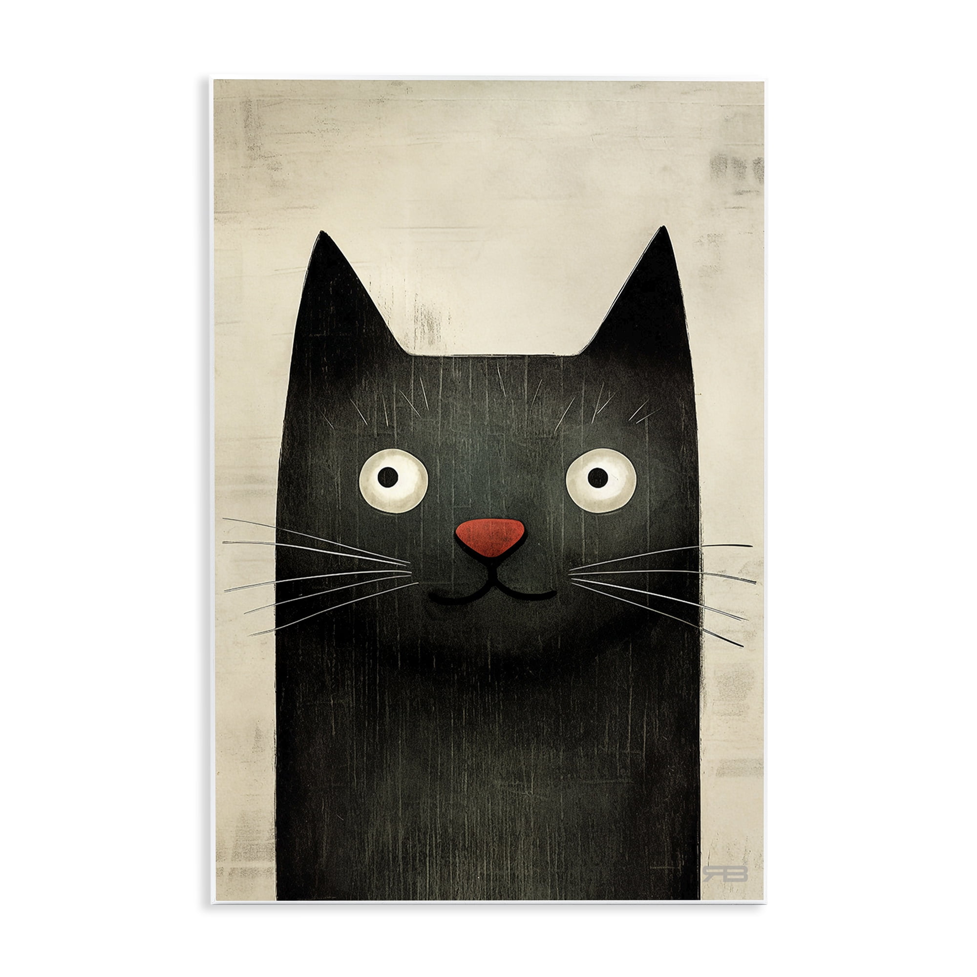 Stupell Industries Smiling Black Cat Animals & Insects Painting Unframed Art Print Wall Art, 10 x 15