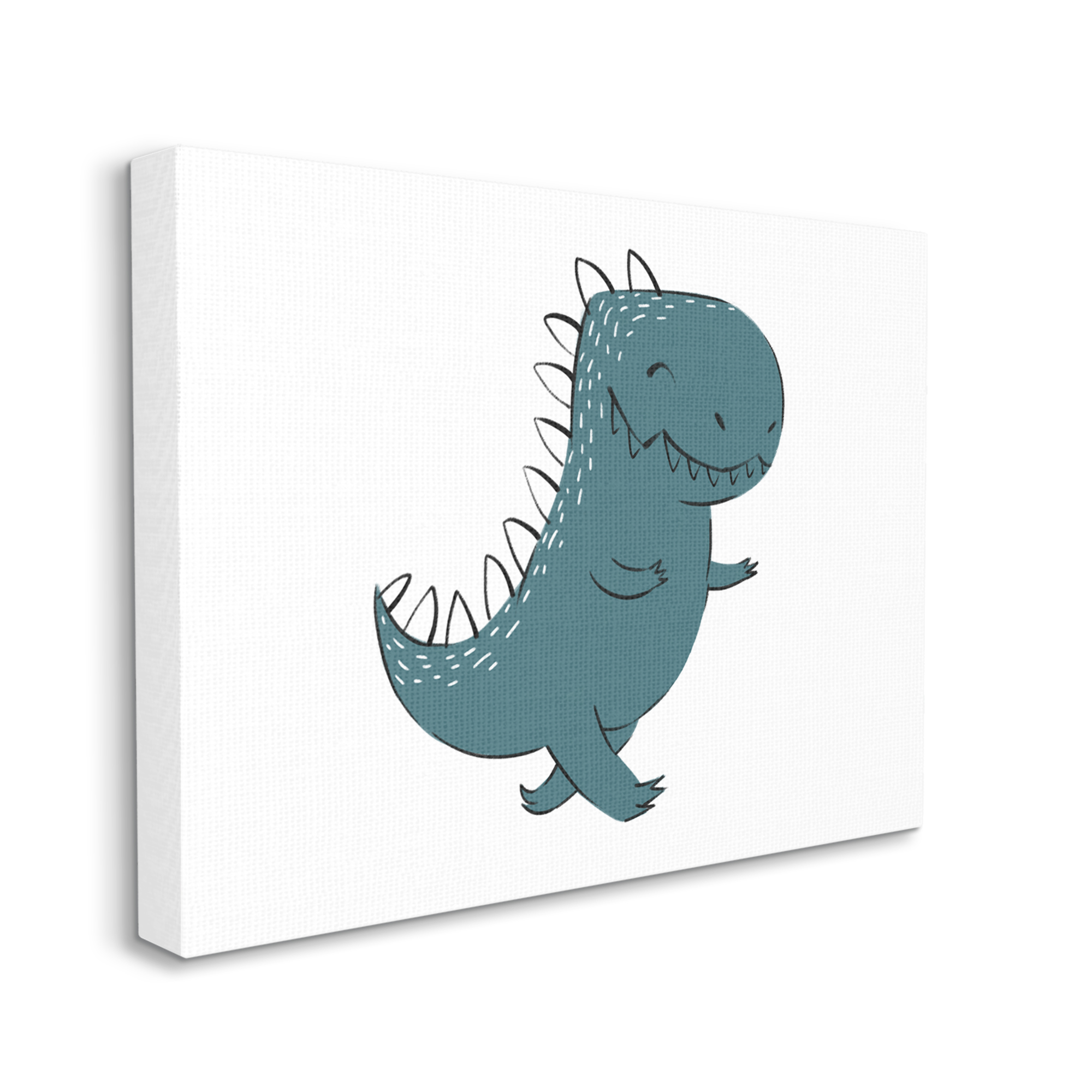 Stupell Industries Smiling Blue Dinosaur Happy Standing Kids' Reptile, 24 x 30, Design by Ziwei Li