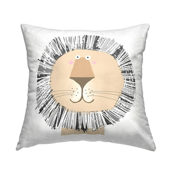 Stupell Industries Smiling Cartoon Lion Decorative Printed Throw Pillow Design by Carla Daly
