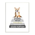 thumbnail image 1 of Stupell Industries Smiling Corgi Puppy on Glam Fashion Icon Bookstack Designed by Amanda Greenwood, 1 of 6