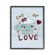 Stupell Industries Smiling Cup Of Love Food & Beverage Painting Black Framed Art Print Wall Art, 11 x 14