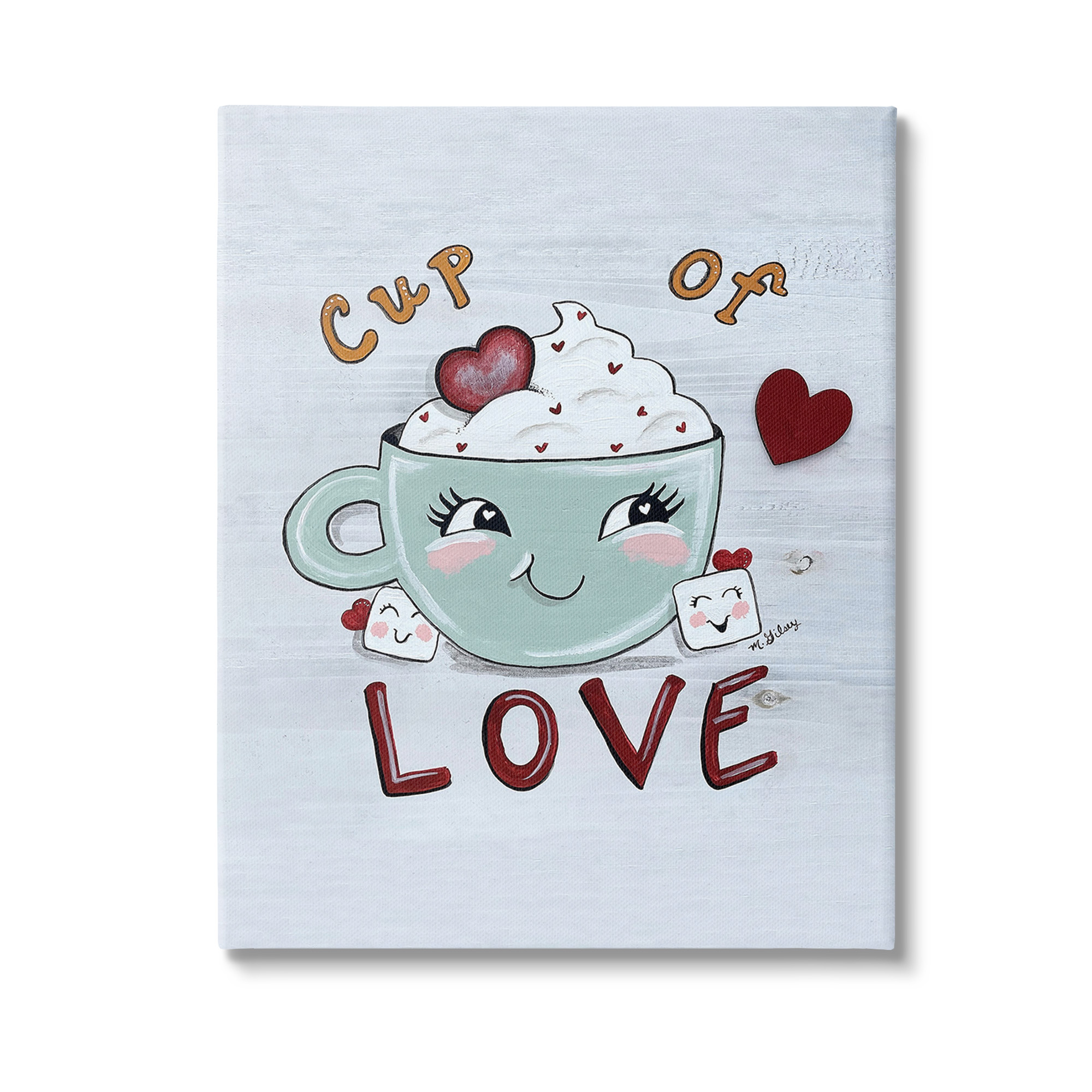 Stupell Industries Smiling Cup Of Love Food & Beverage Painting Gallery Wrapped Canvas Art Print Wall Art, 36 x 48