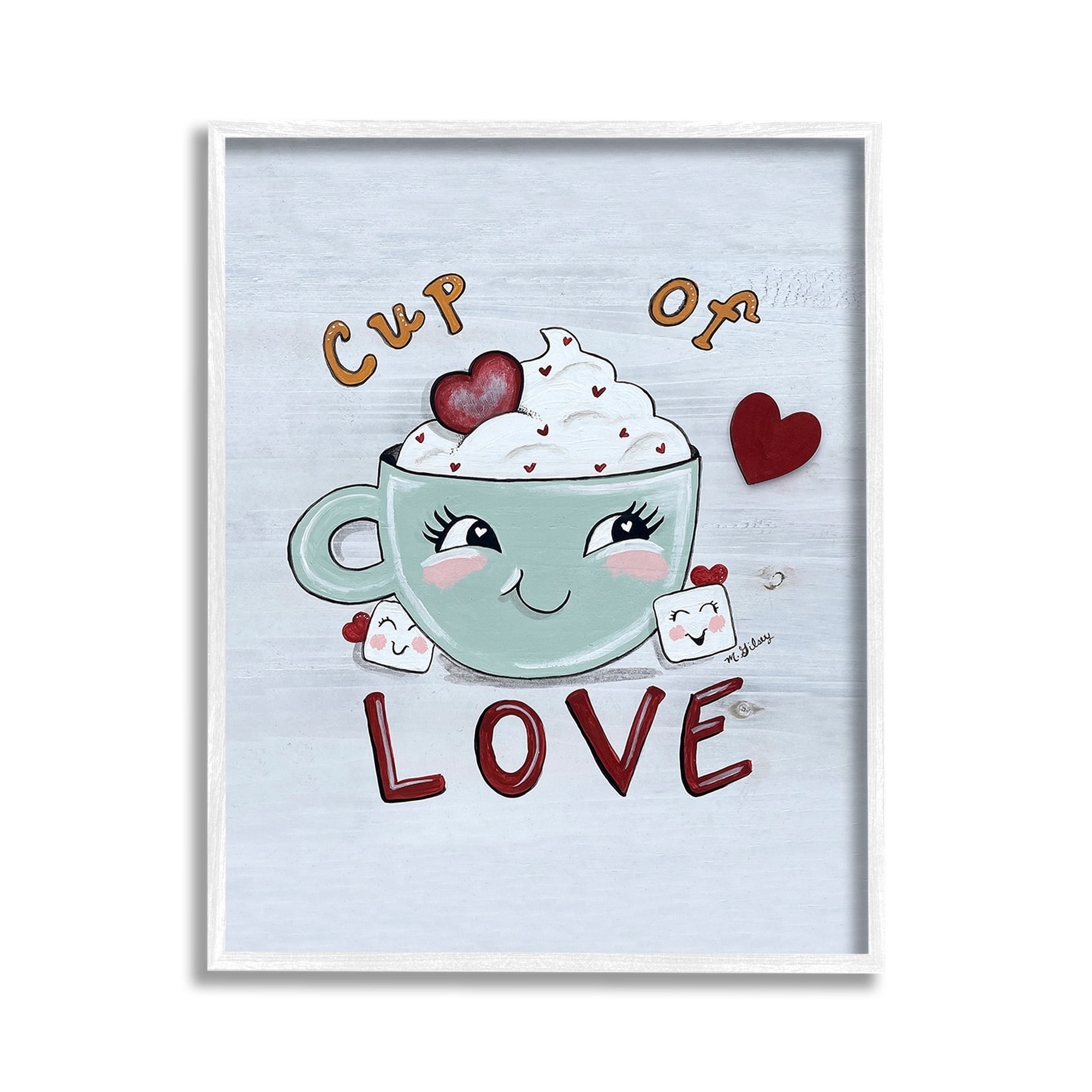 Stupell Industries Smiling Cup Of Love Food & Beverage Painting White Framed Art Print Wall Art, 11 x 14