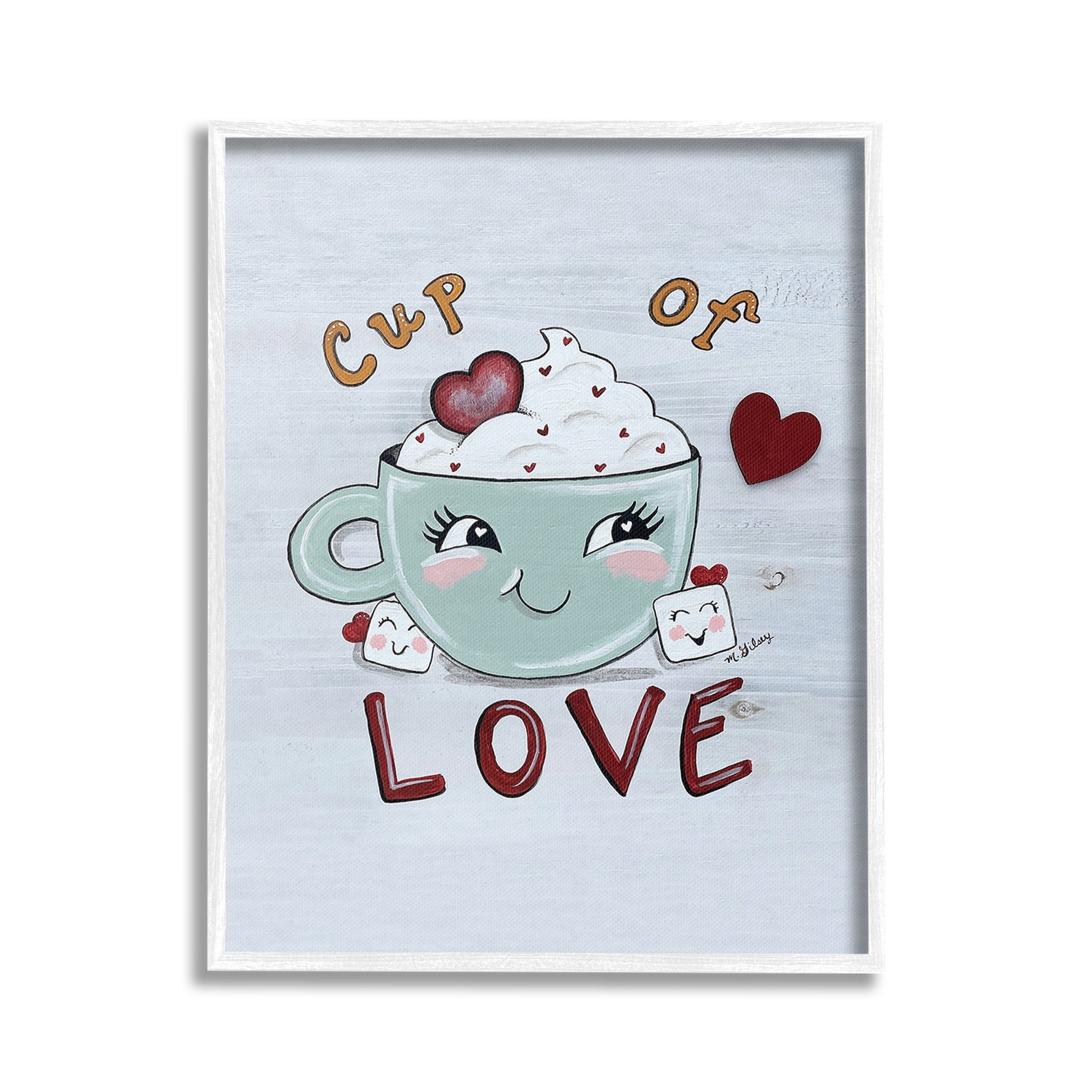 Stupell Industries Smiling Cup Of Love Food & Beverage Painting White Framed Art Print Wall Art, 16 x 20