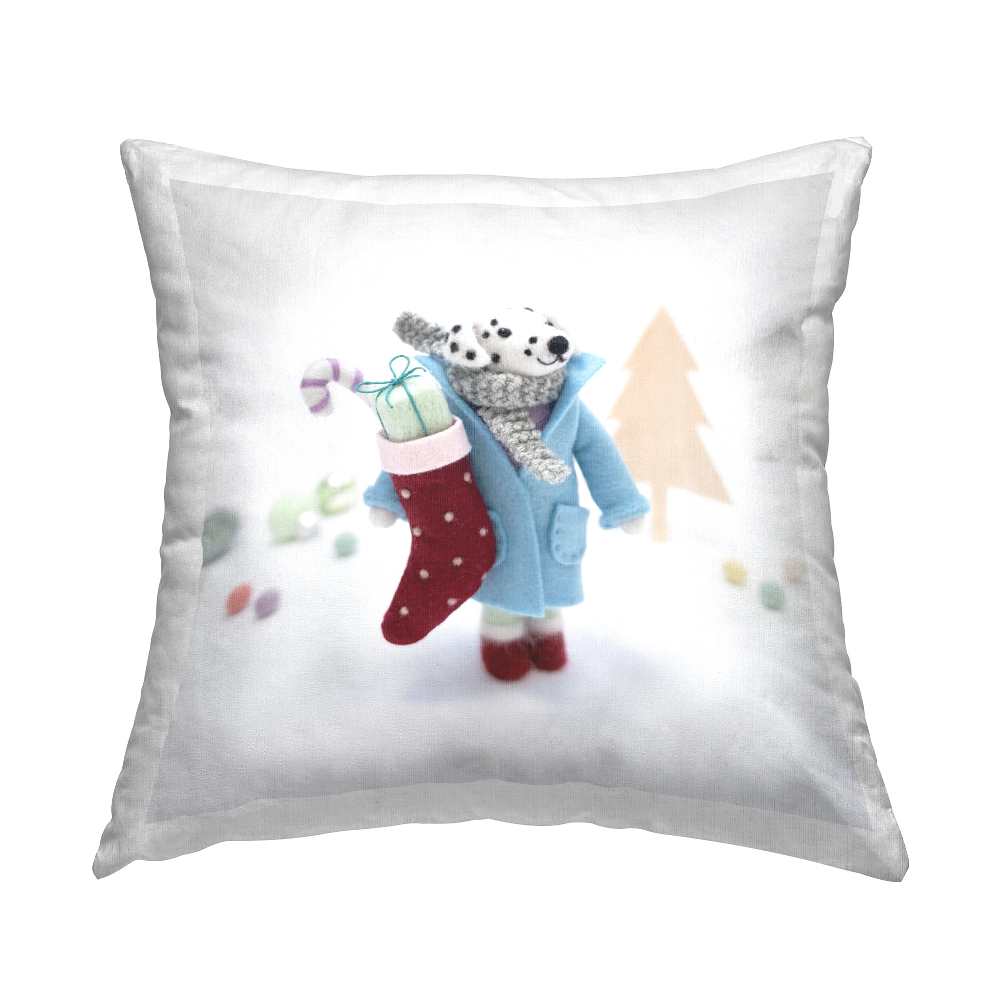Stupell Industries Smiling Dalmatian Christmas Gifts Printed Throw Pillow Design by Lemon & Sugar