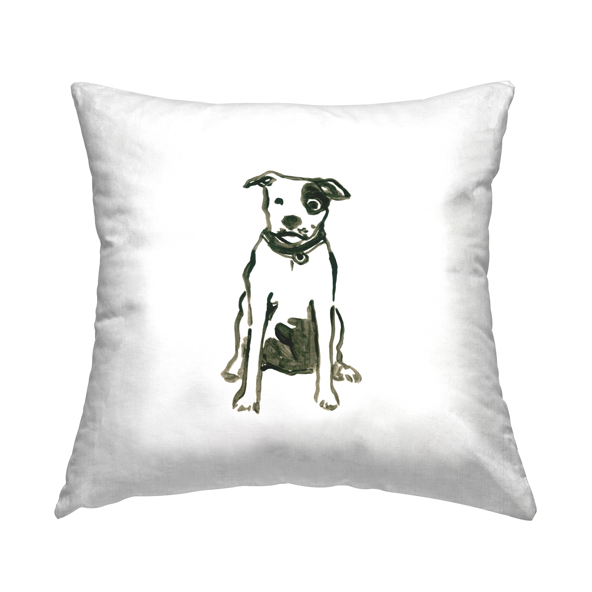 Stupell Industries Smiling Dog Casual Animal Doodle Design by June Erica Vess Throw Pillow