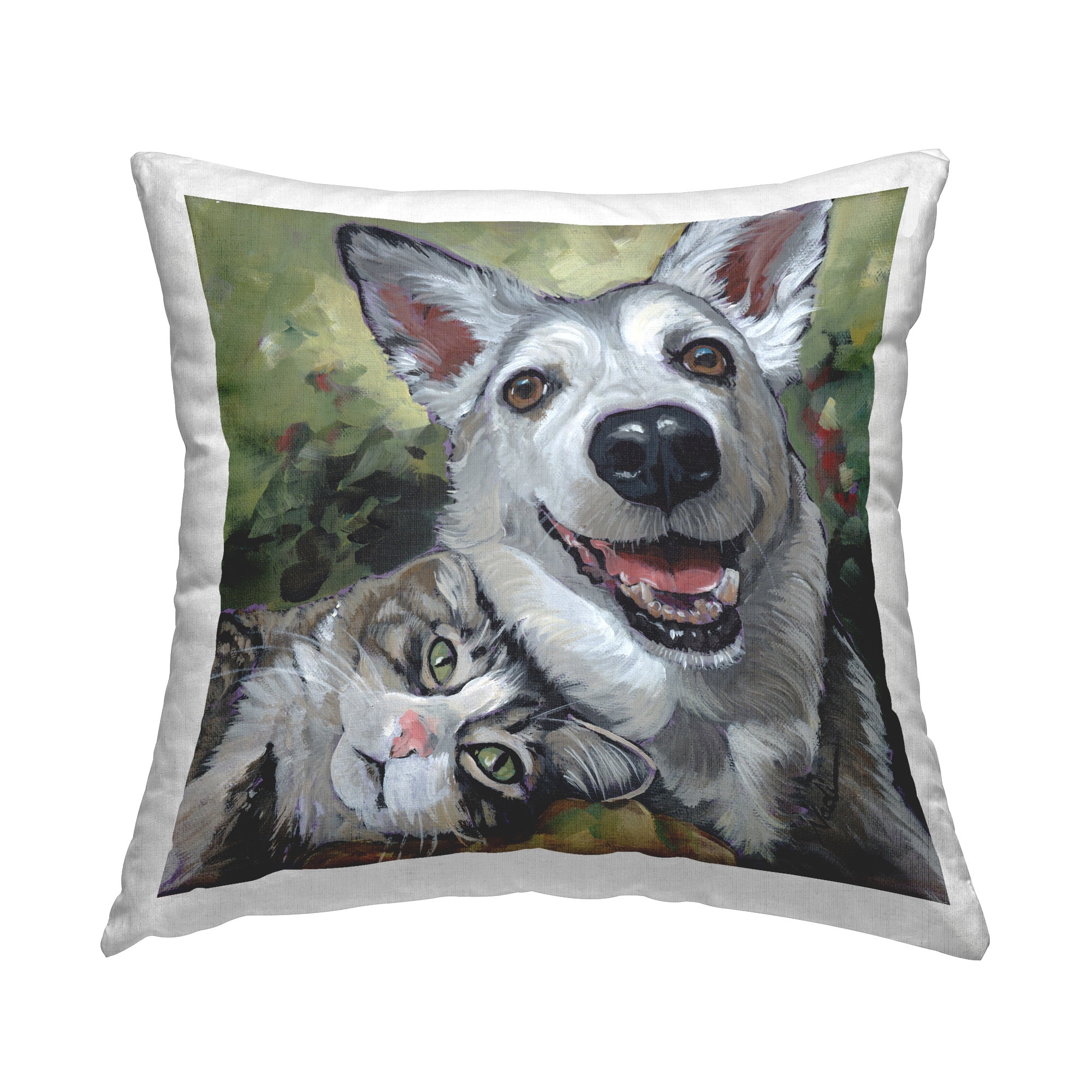 Stupell Industries Smiling Dog & Cat Friends Decorative Printed Throw Pillow Design by © Nadi Spencer