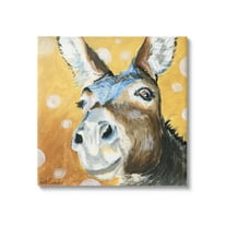 Stupell Industries Smiling Donkey Animal Painting Casual Circle Pattern Painting Gallery Wrapped Canvas Print Wall Art, Design by Jennifer Redstreake