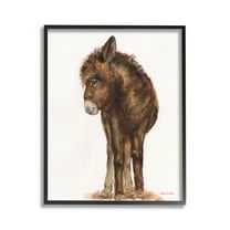 Stupell Industries Smiling Donkey Foal Animals & Insects Painting Black Framed Art Print Wall Art, 11 x 14